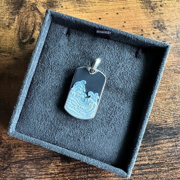 David Yurman Waves Dog Tag Pendant with White Agate - Picture 4 of 13